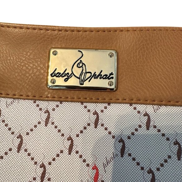 Baby Phat Tan Crossbody Purse Adjustable Strap Cat Spellout Logo Y2K Hip Hop - Picture 4 of 11
